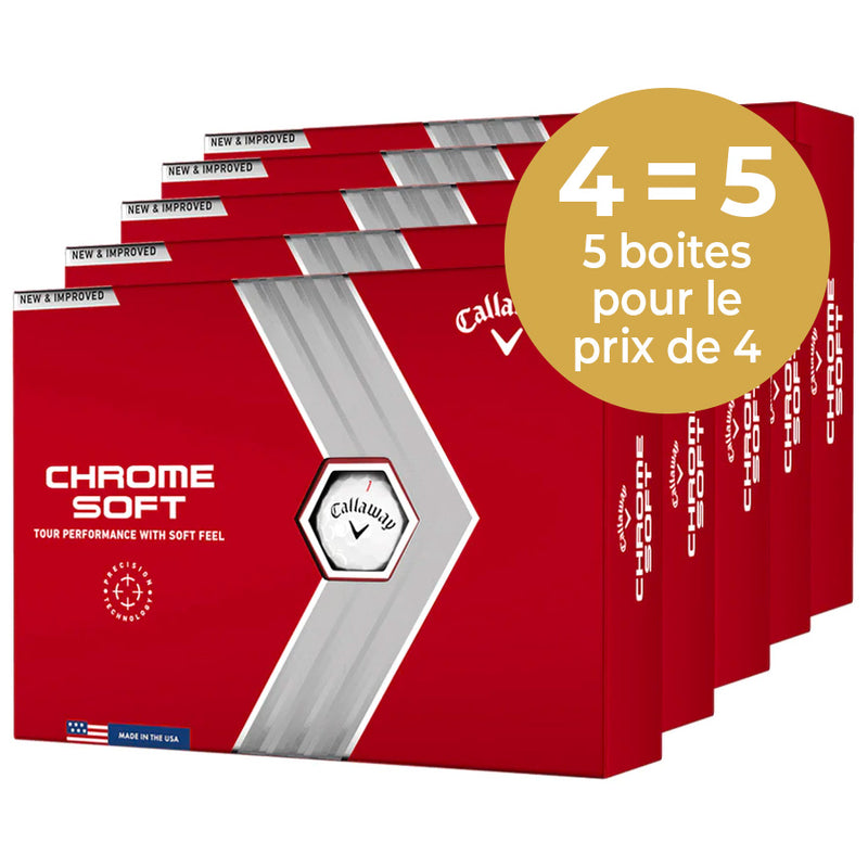 CALLAWAY Chrome Soft 22 personnalisées - Pack de 5 Boîtes - Offre Spéciale 4=5