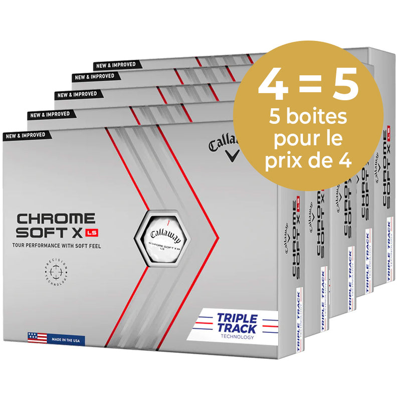 CALLAWAY Chrome Soft X LS 22 Triple Track personnalisées - Pack de 5 Boîtes - Offre Spéciale 4=5