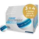 TAYLORMADE Tour Response Stripe Bleu  -  Pack de 4 boîtes - Offre Spéciale 3=4 (1 boite Offerte)