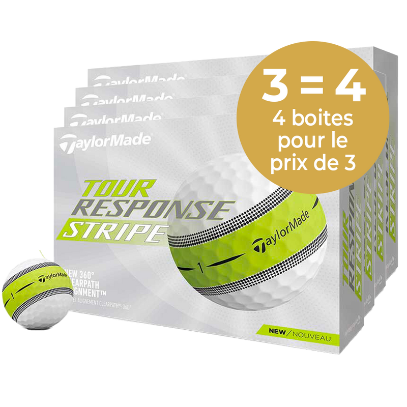 TAYLORMADE Tour Response Stripe  -  Pack de 4 boîtes - Offre Spéciale 3=4 (1 boite Offerte)